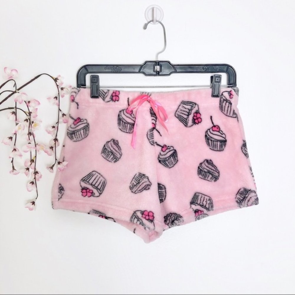 ❗️SOLD❗️ Fuzzy Pink Cupcake Pajama Shorts